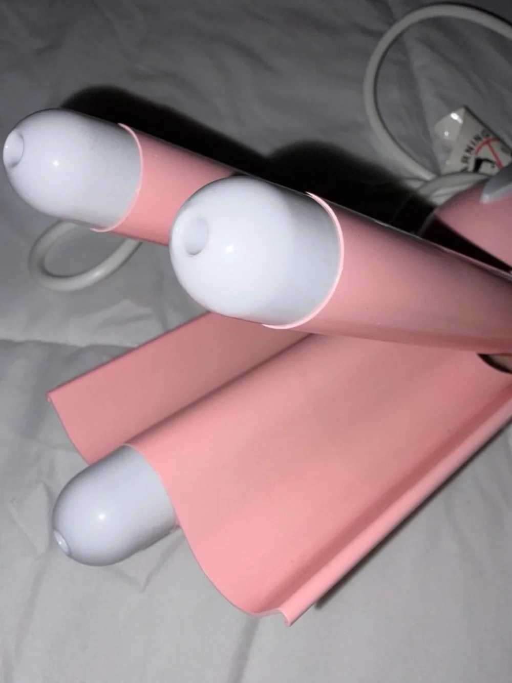 Pink Triple-Barrel Hair Waver with White Handle